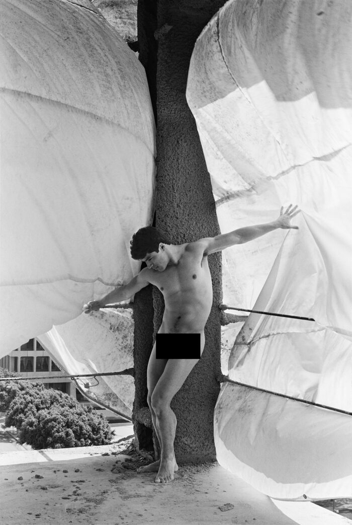 Construction Nudes Print: Armando Pushing Back