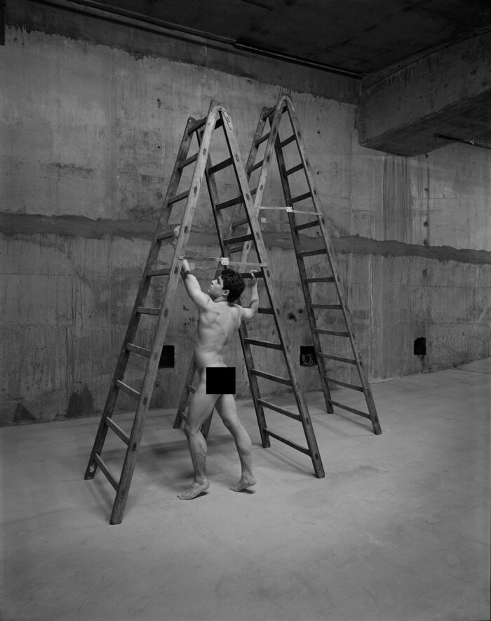 Construction Nudes Print: Armando with Two Ladders