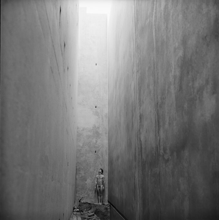 Construction Nudes Print: Brad Looking Up