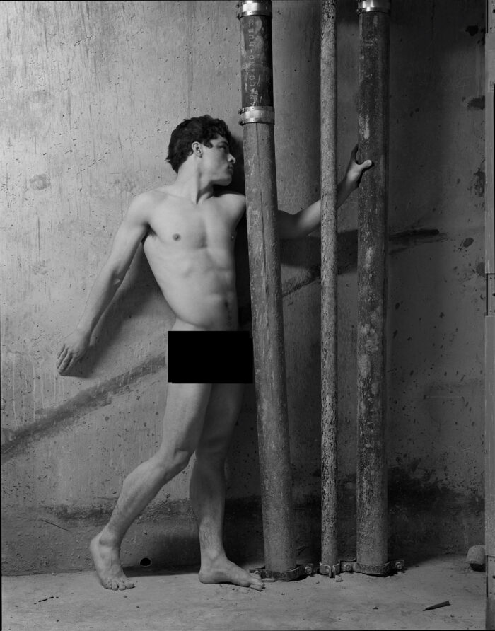 Construction Nudes Print: Armando With Pipes